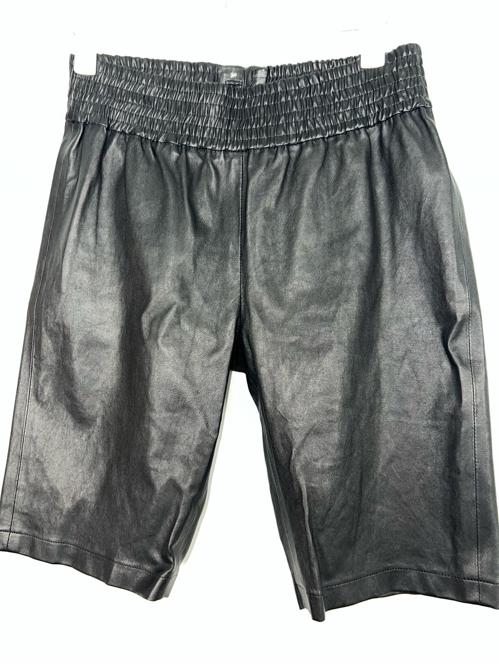 Birgitte Herskind Black Genuine Leather Bermuda Shorts High Waist EU 38 US 6 - Picture 3 of 11